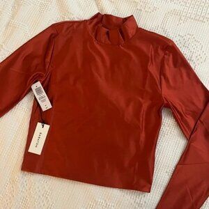 NWT Aritzia Satinette Mockneck Longsleeve, Corsa Red Size M